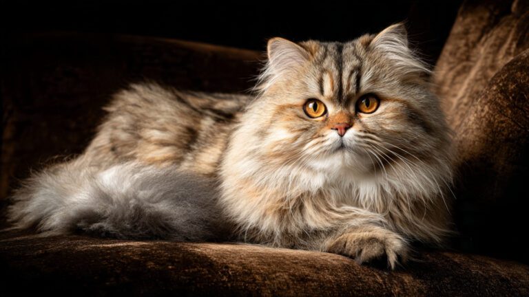 british-longhair-cat-sitting-on-velvet-chair-plush