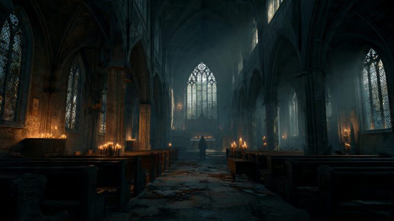 realistic-abandoned-gothic-church-interior-broken-