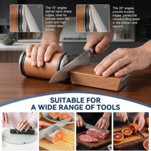 Rolling Knife Sharpener with 15/20° Magnetic Angle Guide
