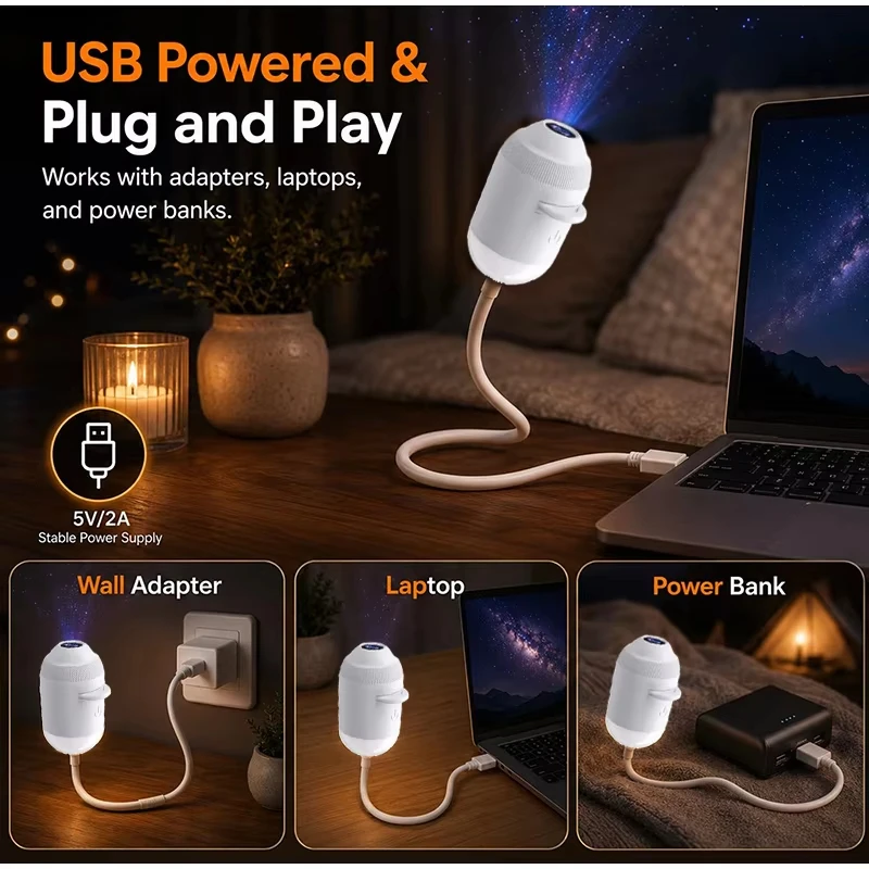 GalaxyGlow 360° USB Night Light & Starry Sky Projector 1 GalaxyGlow 360° USB Night Light & Starry Sky Projector - Image 2