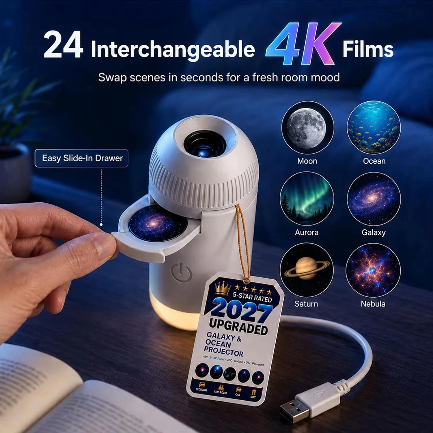 GalaxyGlow 360° USB Night Light & Starry Sky Projector GalaxyGlow 360° USB Night Light & Starry Sky Projector